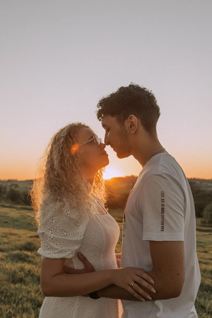 Romantic portrait of a couple sharing a tender moment