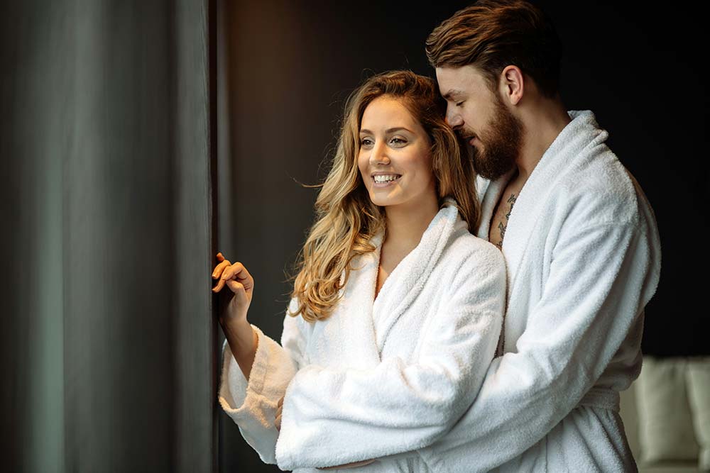 couple enjoying wellness weekend and spa