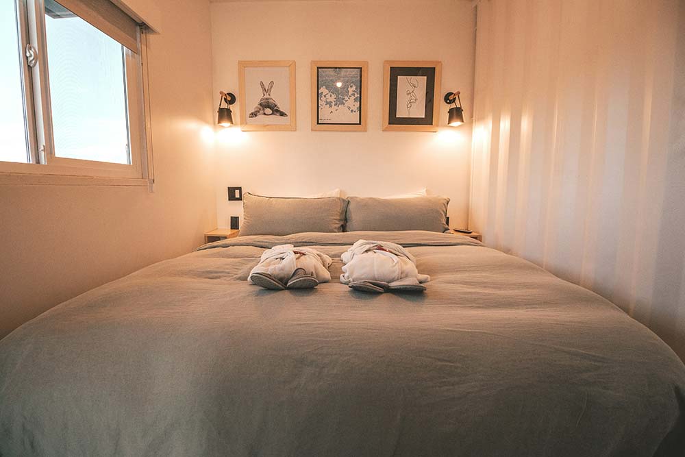 two pillows on bed