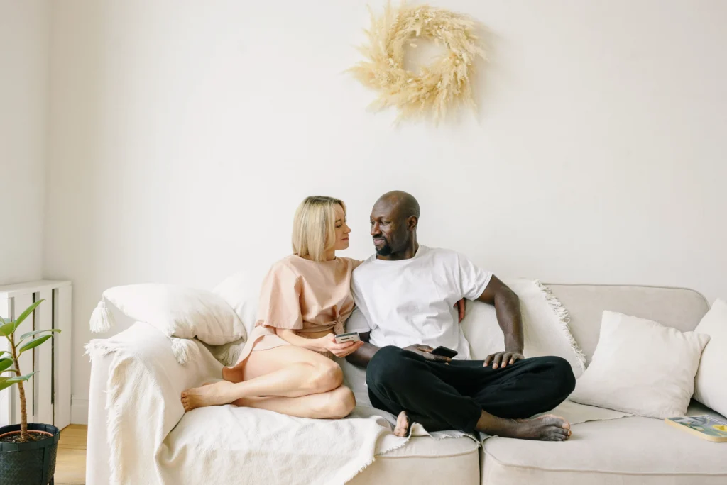 couple at home, designed to build emotional connection and trust with website visitors